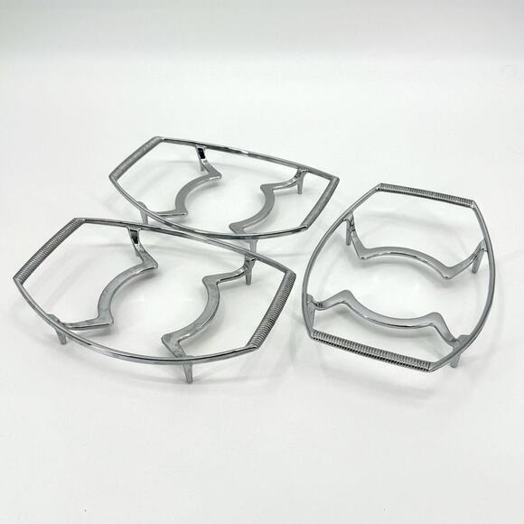 Lot Of 3 Corning Ware P-7-M-1 Casserole Cradle Chrome Trivet Hold 1.5 Quart Dish - Picture 1 of 15